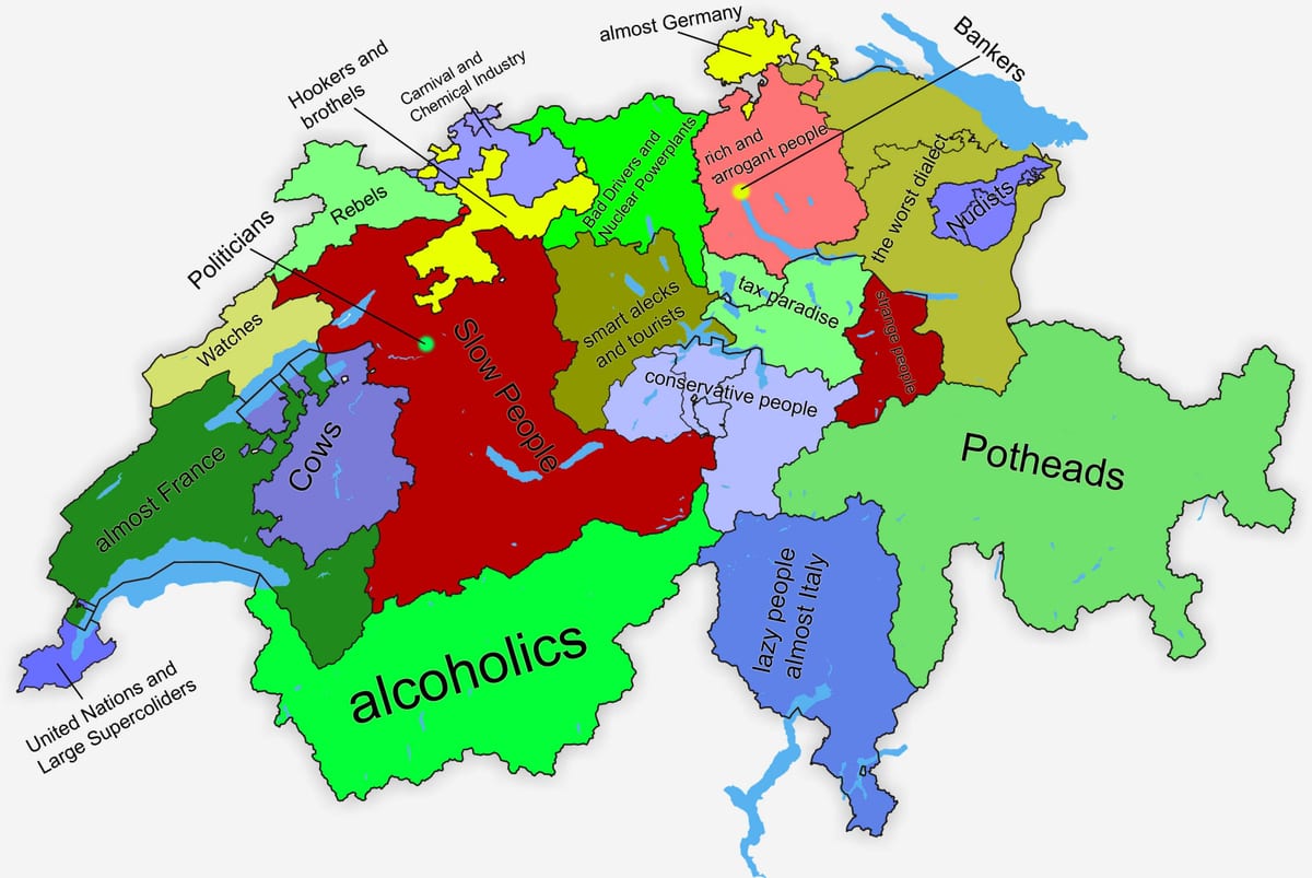 karta Švicarskoj kantonu