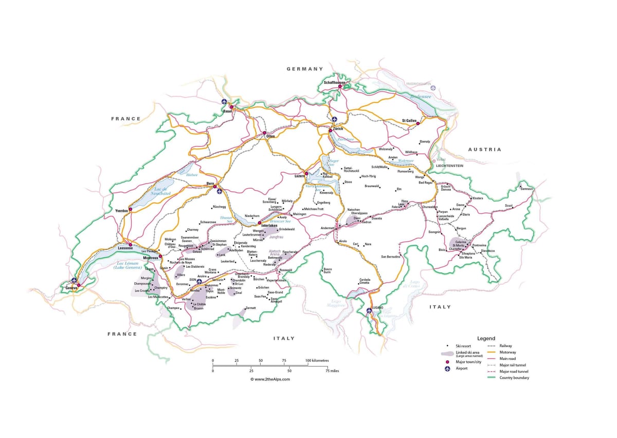 Švicarska znamenitosti kartica