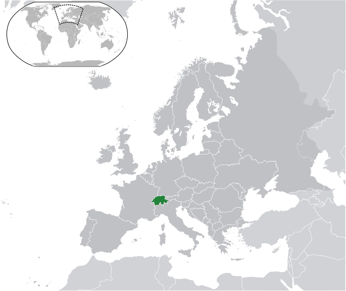 karta svijeta, pokazuje Švicarska