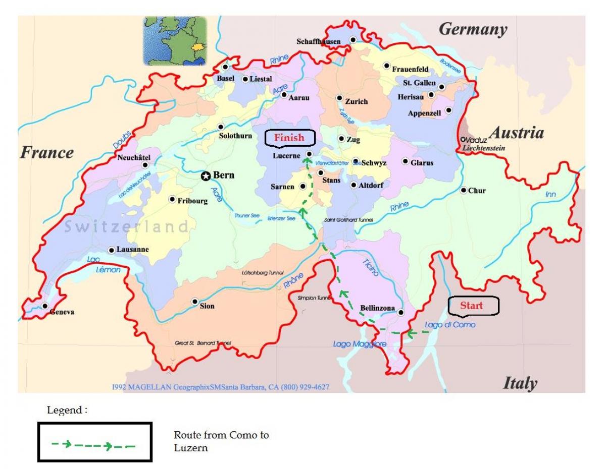mapa ulica grada Luzern-Švicarska