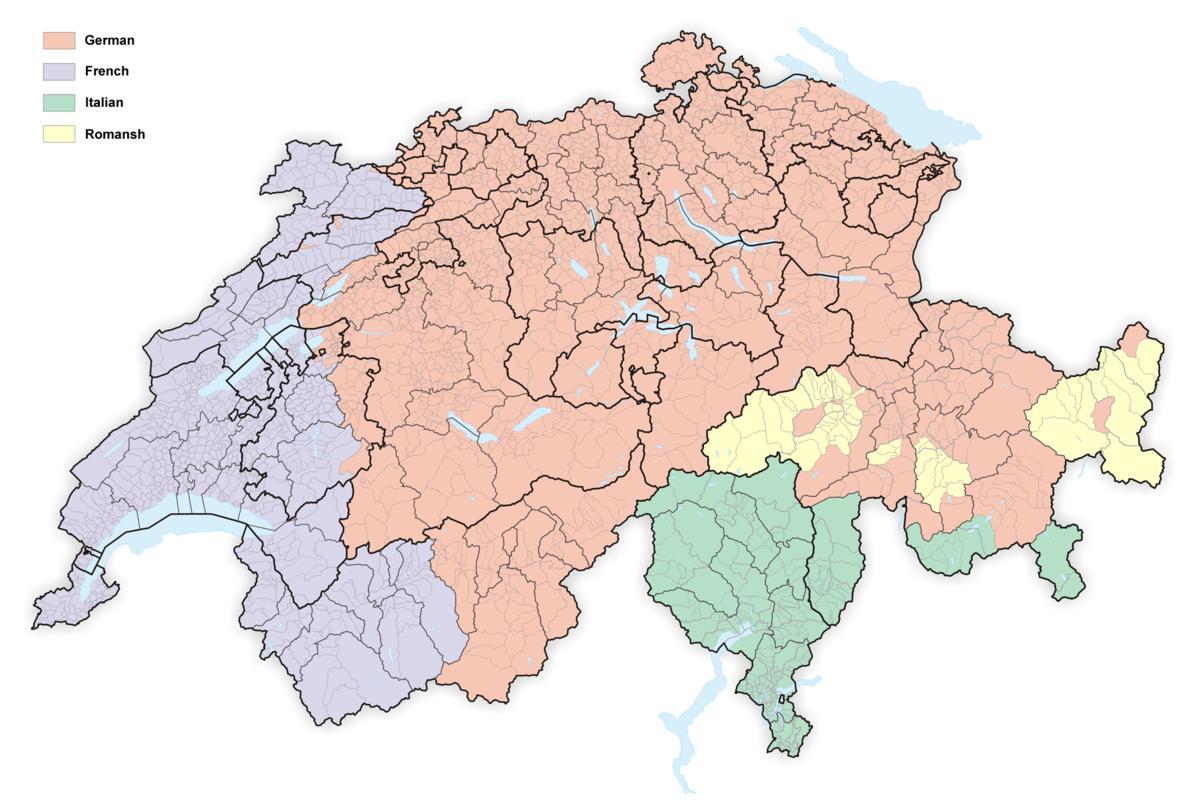 karta Švicarskoj jezik