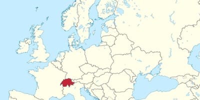 Karta svijeta sa Švicarskom naglasio