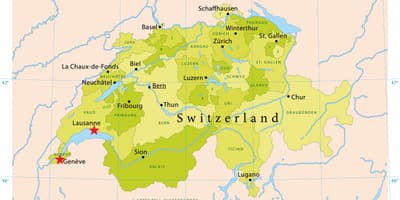 Karta jezera geneva, Švicarska