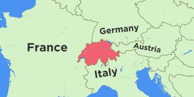 Karta Švicarskoj i susjednih zemalja